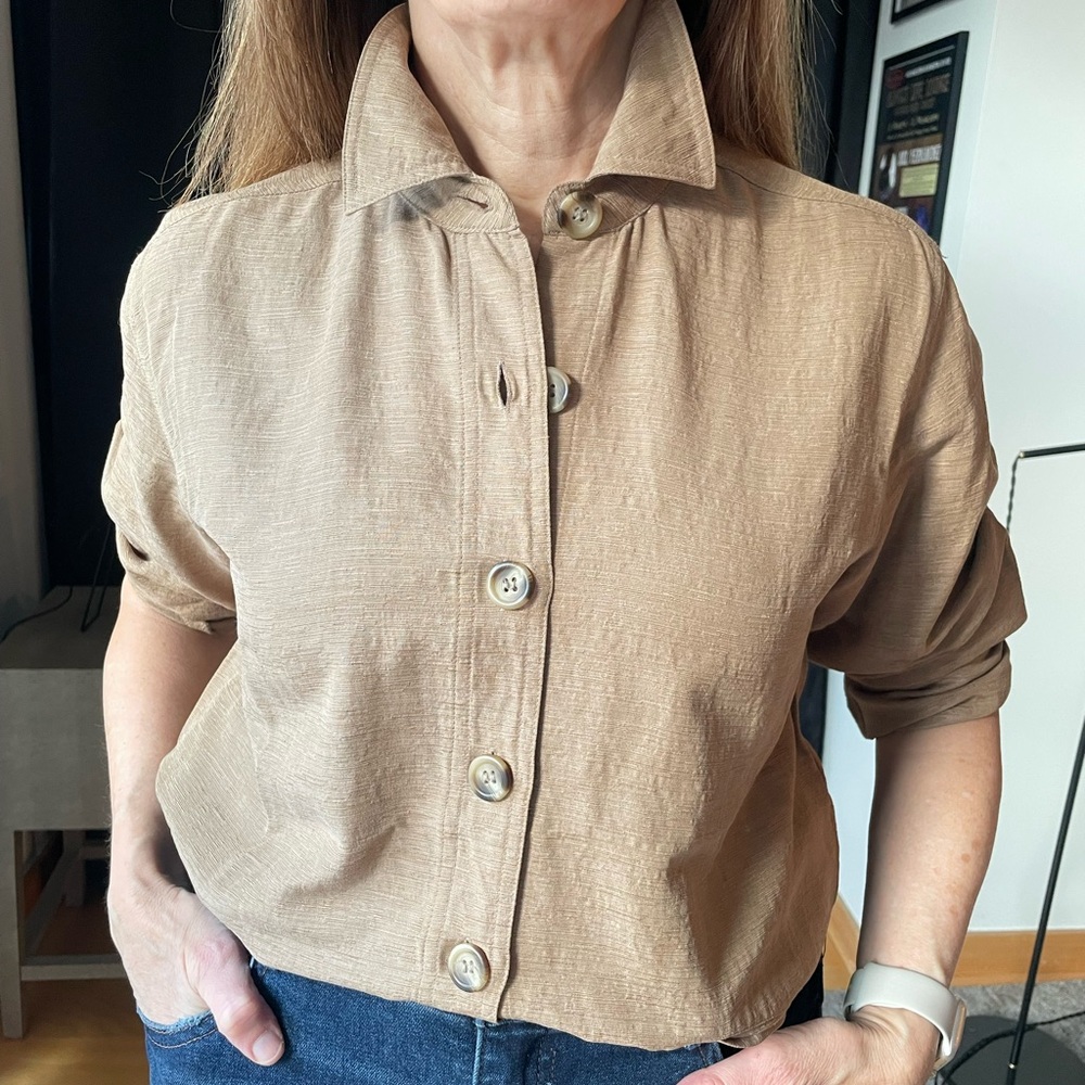 WinterSilks Light Brown 100% Silk Blouse